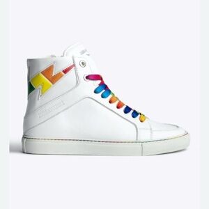INWOB] ZADIG & VOLTAIRE - ZV1747 Flash Pride High-Top Sneakers w Rainbow Laces